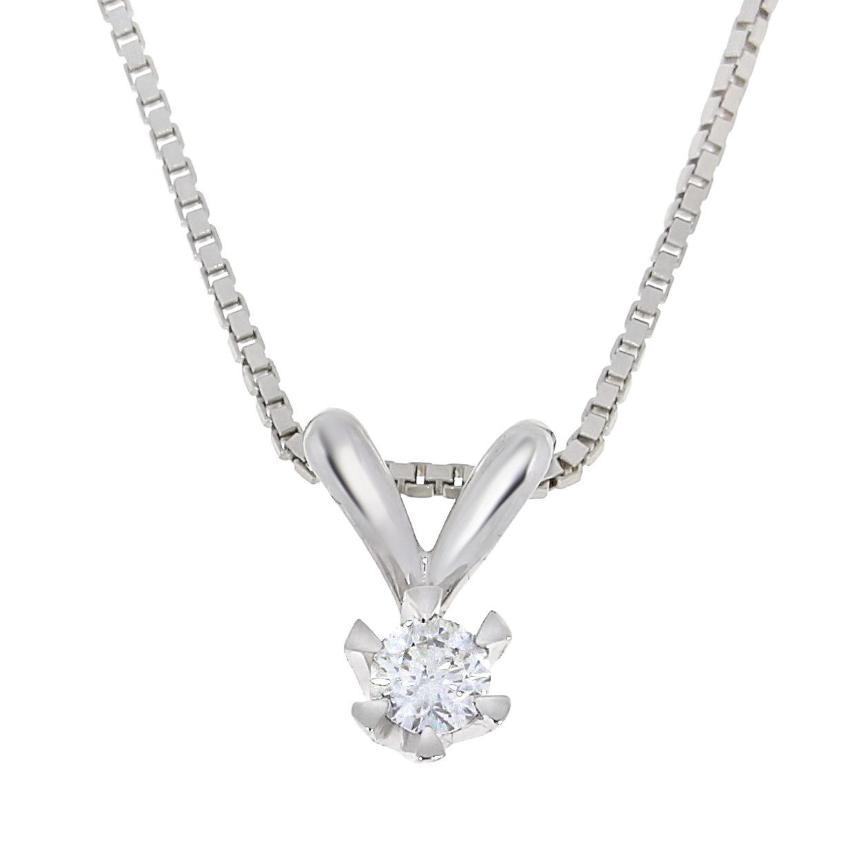 Anheng, einsteins diamant 0.20 ct med rh. sølvkjede