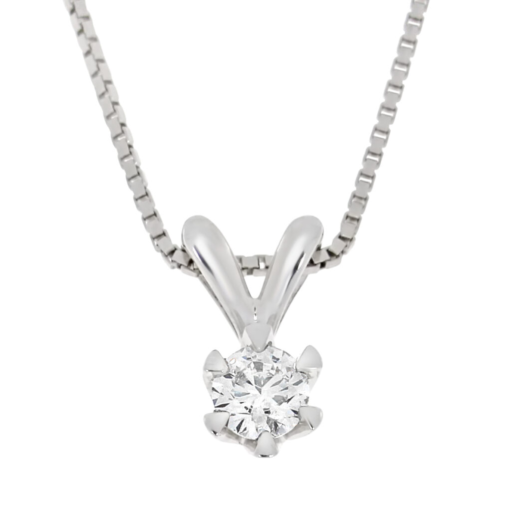 Anheng, einsteins diamant 0.30 ct med rh. sølvkjede.