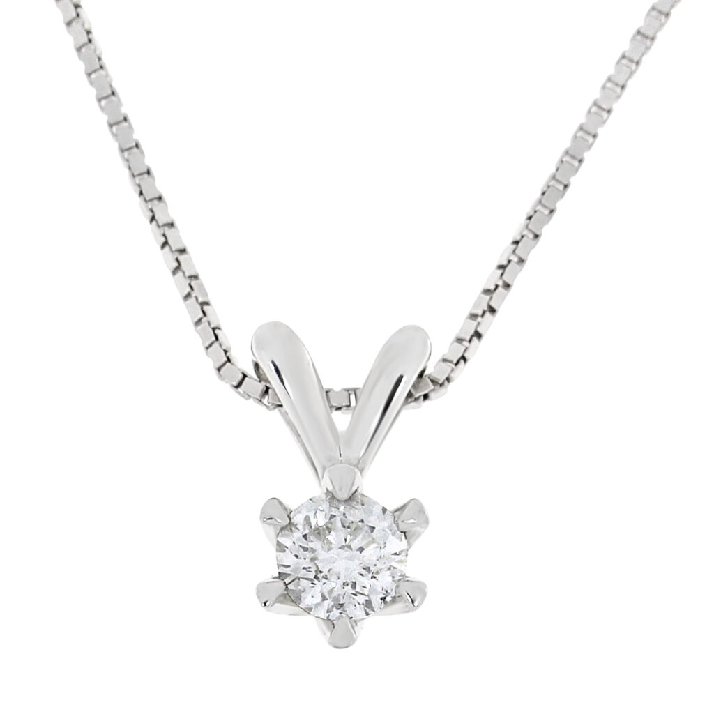 Anheng, einsteins diamant 0.50 ct med rh. sølvkjede