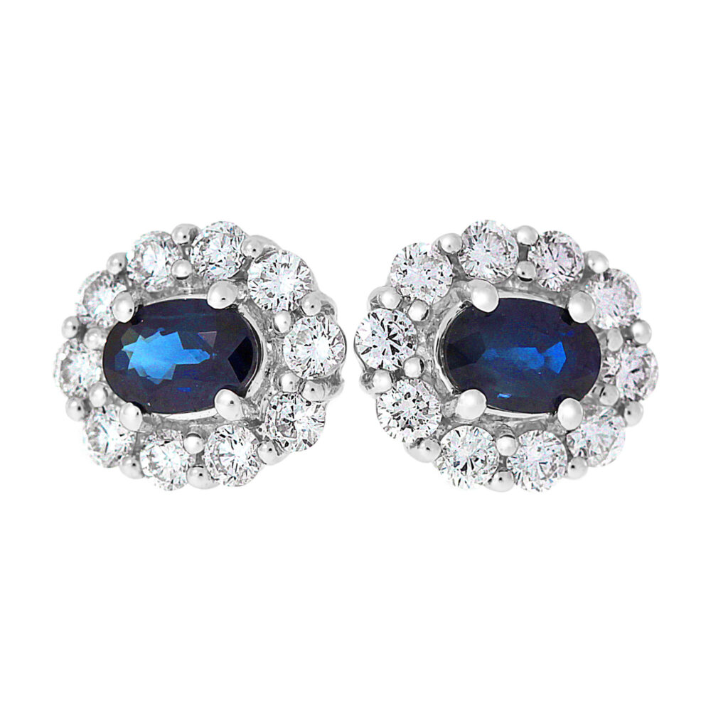 Ørepynt, rosett safir
